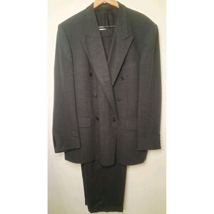 SAVOY TAYLORS GUILD Men's Wool Suit  Double Breasted Jacket 46L(48) 40x30 Pants